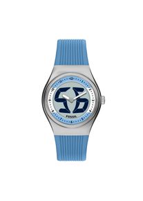 Quarzuhr Fossil "World Flags Big Tic", blau (hellblau, wei&szlig;, edelstahlfarben), Armbanduhren, Herren, Quarzuhr, Armbanduhr, Herrenuhr, Silikonarmband, analog, digital