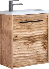 Waschtisch Welltime "Canada", braun (wotan eiche, wotan eiche), B:40cm H:48cm T:22cm, Waschtische, Waschtisch, Badm&ouml;bel Wellenstruktur, Breite 40cm G&auml;stebad Waschtisch mit Becken