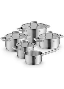 Topf-Set WMF "Comfort Line Induktion, Kochtopf Set mit Glasdeckel, mattiert", silber (edelstahlfarben), T&ouml;pfe, Topf-Set