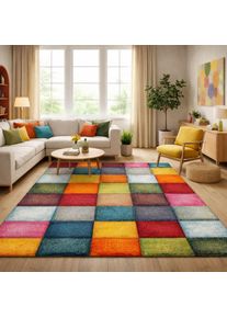 Teppich OTTO HOME "Bond", multi, B:80cm H:11mm L:300cm, Polypropylen (PP), Teppiche, Teppich, Kurzflor,3D-Design, mit Karo Muster, auch als L&auml;ufer erh&auml;ltlich