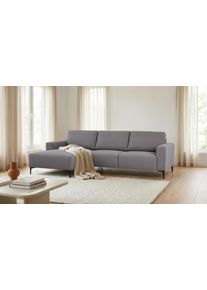 Ecksofa Home Affaire "Tournon, L-Form, Breite 262 cm, Webstoff, Chenille", grau, B:262cm H:85cm T:152cm, 100% Polyester, Sofas, Ecksofa, Designsofa im nordischen Stil, Wellenunterfederung, Metallf&uuml;&szlig;e