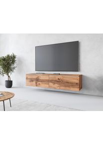 Lowboard Home Affaire "LOWBOARD D, wahlweise mit oder ohne Beleuchtung", braun (votan eichefarben), B:140cm H:30cm T:33cm, Sideboards, Lowboard, modernes TV-Board ohne Griffe, mit viel Stauraum,stehend und h&auml;ngend
