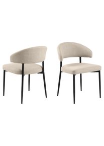 Esszimmerstuhl ACTONA GROUP "Edina 2er Set, Stoff - bequem & stilvoll, mehrere Farben, moderne", beige, B:56cm H:77cm T:55cm, 100% Polyester, St&uuml;hle, Esszimmerstuhl, Gepolstert, weicher Bezug & hoher Sitzkomfort, schwarze Stahlbeine