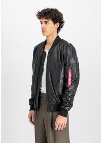 Lederjacke Alpha Industries "MA-1 Leather", Herren, Gr. S, schwarz, Obermaterial: 100% Leder. Futter: 100% Polyester. F&uuml;llung: 100% Polyester, Jacken Lederjacke