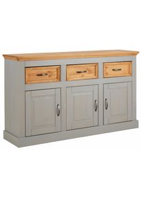 Sideboard OTTO HOME "Selma", grau (grau, gebeizt), B:145cm H:87cm T:38cm, MDF, Massivholz, Sideboards, Sideboard, Kommode aus massivem Kiefernholz, Breite 145 cm