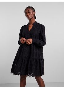 Blusenkleid Y.A.S "YASHOLI LS DRESS S. NOOS", Damen, Gr. XXL, N-Gr, schwarz, Web, Obermaterial: 100% Baumwolle, unifarben, tiefer V-Ausschnitt, weit Manschette, Kleider Blusenkleid, Sommerkleid