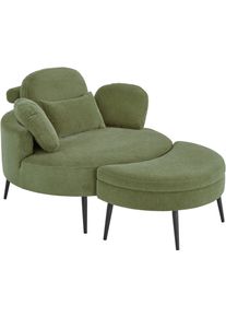 Loveseat OTTO HOME "Riko Sessel, B: 110 cm, Sitzh&ouml;he: 44 cm", gr&uuml;n, B:110cm H:84cm T:110cm, 95%Polyester, 5%Polyamide, Sessel, Loveseat, XXL- Sessel, mit Stauraumhocker, R&uuml;ckenst&uuml;tze & 4 Zierkissen
