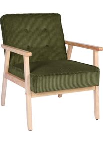 Loungesessel Home Affaire "MENONRI mit Armlehnen aus Massivholz", gr&uuml;n, B:64cm H:83cm T:77cm, rubber wood frame, pine wood, plywood, foam, fabric, Sessel, Loungesessel, Relaxsessel, Lese-Sessel, Cocktailsessel in Cord und Webstoff