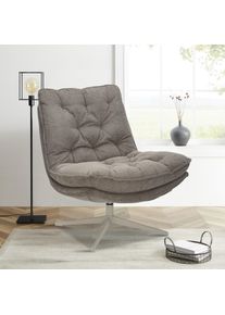 Sessel OTTO HOME "LENII, Loungesessel im soften Webstoff", braun (taupe), B:75cm H:87cm T:86cm, Sessel, Sessel, 360 Grad drehbar, Relax- und TV-Sessel