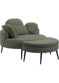 Loveseat OTTO HOME "Riko Sessel, B: 110 cm, Sitzh&ouml;he: 44 cm", gr&uuml;n, B:110cm H:84cm T:110cm, 100%PES, Sessel, Loveseat, XXL- Sessel, mit Stauraumhocker, R&uuml;ckenst&uuml;tze & 4 Zierkissen