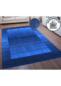 Wollteppich Theko "Gabbeh Super, Handweb, auch als L&auml;ufer erh&auml;ltlich, reine Wolle" Gr. 6, blau (dunkelblau), B:200cm H:9mm L:300cm, Wolle, Teppiche, Wollteppich, Schlafzimmer, Wohnzimmer, Esszimmer, auch als Bettumrandung