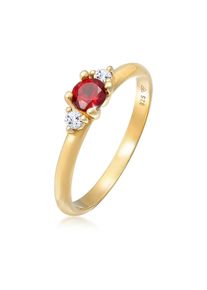 Silberring Elli Premium "Ring Granat Topas Edelstein Klassik Rund 925 Silber" Gr. 52, gold, Fingerringe, Damen, 52, Silber 925 (Sterlingsilber), Silberring