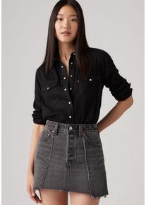 Levi's Jeansbluse LEVI'S "ESSENTIAL WESTERN", Damen, Gr. M (38), schwarz (schwarz ages), Denim/Jeans, Obermaterial: 67% Lyocell, 17% Modal, 16% Baumwolle, Basic, figurbetont h&uuml;ftbedeckend, eckige 1-Knopf-Manschette mit Schlitz, Blusen Jeansbluse, mit Brusttaschen mit Druckkn&ouml;pfen