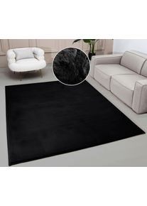 Fellteppich OTTO HOME "Balu, Kunstfellteppich, Modern, Langflor Teppich" Gr. 32, schwarz, B:40cm H:20mm L:60cm, Kunstfaser, Teppiche, Fellteppich, Kaninchenfell-Haptik, kuschelig, weich, Wohnzimmer, Schlafzimmer
