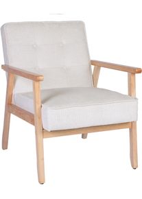 Loungesessel Home Affaire "MENONRI mit Armlehnen aus Massivholz", beige (creme), B:64cm H:83cm T:77cm, rubber wood frame, pine wood, plywood, foam, fabric, Sessel, Loungesessel, Relaxsessel, Lese-Sessel, Cocktailsessel in Cord und Webstoff