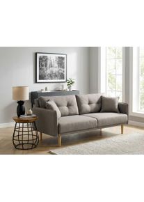 Schlafsofa Home Affaire "SORENITY, 196 cm, 3-Sitzer, verstellbare R&uuml;ckenlehne", taupe, B:196,5cm H:86cm T:85,5cm, Holzgestell, Schaum-Polsterung, Holzbeine und pflegeleichter Bezug, Sofas, Schlafsofa, Klappmechanismus, feiner Webstoff, nat&uuml;rliche Farben