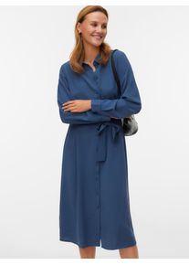 V&eacute;ro Moda Midikleid VERO MODA "VMESME LS CALF SHIRT DRESS WVN GA", Damen, Gr. S, N-Gr, schwarz denim, Web, Obermaterial: 100% Polyester, unifarben, regular fit Midi, Kleider Midikleid, Sommerkleid