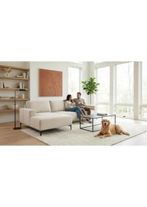 Ecksofa Home Affaire "Tournon, L-Form, Breite 262 cm, Webstoff, Chenille", braun (latte), B:262cm H:85cm T:152cm, 100% Polyester, Sofas, Ecksofa, Designsofa im nordischen Stil, Wellenunterfederung, Metallf&uuml;&szlig;e