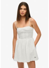 Sommerkleid Superdry "BRODERIE CAMI MINI DRESS", Damen, Gr. S, N-Gr, wei&szlig; (chalk wei&szlig; broderie), Web, Obermaterial: 100% Baumwolle, unifarben, slim fit normal, ohne Ausschnitt, Kleider Sommerkleid, mit sch&ouml;ner Lochstickerei