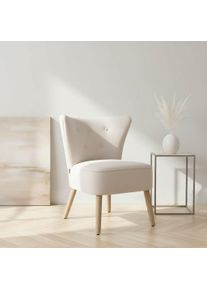 Loungesessel Home Affaire "JORIEL moderner Ohrensessel mit Knopfsteppung", creme, B:62cm H:80,5cm T:72cm, rubber wood leg, pine wood frame, plywood seat, foam, fabric, Sessel, Loungesessel, mit Echtholzf&uuml;&szlig;en und feinem Struktur-Bezug