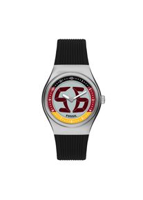 Quarzuhr Fossil "World Flags Big Tic", schwarz (schwarz, rot, gelb, edelstahlfarben), Armbanduhren, Herren, Quarzuhr, Armbanduhr, Herrenuhr, Silikonarmband, analog, digital