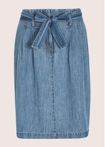 Madeleine Mode Regular-fit-Jeans MADELEINE "Jeansrock Baumwollrock mit Bundfalten", Damen, Gr. 40, N-Gr, blau, Obermaterial: 98% Baumwolle CO. 2% Elasthan EL., Modern, ausgestellt, Jeans Regular-fit-Jeans, Jeansrock mit Bindeg&uuml;rtel