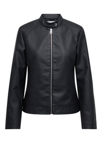 Lederimitatjacke Only "ONLSABINE FAUX LEATHER JACKET OTW", Damen, Gr. S, schwarz, Web, Obermaterial: 100% Polyester, unifarben, Jacken Lederimitatjacke