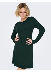 Minikleid Only "ONLMISTY LIFE LS O-NECK RIB DRES EX KNT", Damen, Gr. L, N-Gr, pine grove, Rippstrick, Obermaterial: 70% Viskose, 30% Nylon, unifarben, regular fit kurz, Rundhals, Kleider Minikleid, Viskosemischung, regular fit, Rundhals