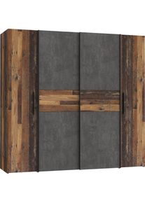 Kleiderschrank FORTE "Kalixtus, Made in Europe", grau (old, wood vintage, betongoptik dukelgrau), B:200,1cm H:190,5cm T:61,6cm, FSC-zertifizierter Holzwerkstoff, Schr&auml;nke, Kleiderschrank, Kombination aus Dreh- und Schwebet&uuml;ren, mehrere Farben