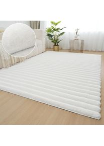 Teppich OTTO HOME "Melanie, Kunstfellteppich, besonders weich, Hoch-Tief-Effekt" Gr. 4, wei&szlig;, B:160cm H:28mm L:230cm, Kunstfaser, Teppiche, Teppich, Kaninchenfell Optik, Wohnzimmer, Schlafzimmer, auch als L&auml;ufer