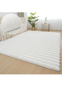 Teppich OTTO HOME "Melanie, Kunstfellteppich, besonders weich, Hoch-Tief-Effekt" Gr. 2, wei&szlig;, B:70cm H:28mm L:140cm, Kunstfaser, Teppiche, Teppich, Kaninchenfell Optik, Wohnzimmer, Schlafzimmer, auch als L&auml;ufer
