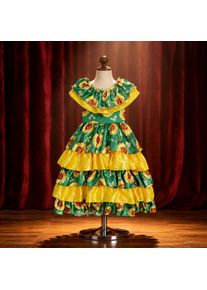 Floral Print Costume Retro Design Vintage Folk Dress Halloween Performance Costume Lightweight Material for Boys and Girls