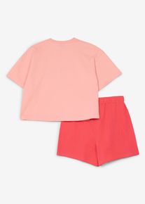 bonprix Tricou și pantaloni scurți din bumbac organic 100% (set/2 piese), roz, 140