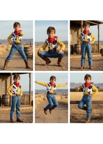 2026 Kids Boys Cosplay Toy Story Woody Costume Cowboy Halloween Clothes Children Carnival Party Fancy With Scarf Belt Outfits