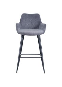 Mid.you , Grau, Schwarz , Holz, Metall, Textil , Pappel , Sperrholz , 54x109x53 cm , Bsci , Esszimmer, Barm&ouml;bel, Barhocker