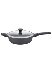 GSW , Schwarz , Metall , 4 l , rund , 8.2 cm , mit Dampfablass, mit Silikonring,abnehmbarer Griff, backofengeeignet, rostfrei, antihaftbeschichtet, geschmacksneutral, ergonomischer Griff, energiesparend, Thermoboden, w&auml;rmeisolierter Griff, schadstofffrei gem&auml;&szlig; EU-Standards , Kochen & Essen, Pfannen, Schmorpfannen