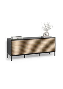 LOWBOARD Aterno Goldkraft Eiche/Anthrazit 150 x 60 cm mit 3 Schubladen