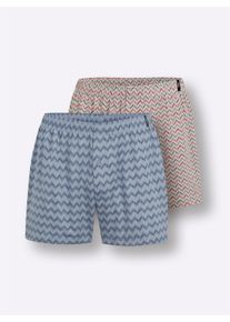 Herren Boxershorts in bleu-bedruckt + grau-bedruckt ,Gr&ouml;&szlig;e 8, Witt, 100% Baumwolle