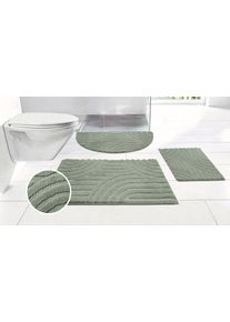 Badematte OTTO HOME "Regona Scandi, Badvorleger, Badezimmer Teppich, Duschvorleger", salbei, H:10mm, Polyester, Badematten, Badematte, Badteppich, Uni Farben, Hoch-Tief-Effekt, modernes Muster, Zen