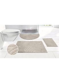 Badematte OTTO HOME "Regona Scandi, Badvorleger, Badezimmer Teppich, Duschvorleger", taupe, H:10mm, Polyester, Badematten, Badematte, Badteppich, Uni Farben, Hoch-Tief-Effekt, modernes Muster, Zen