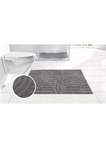 Badematte OTTO HOME "Wave, Badvorleger, Badezimmer Teppich", grau, H:10mm, Polyester, Badematten, Badematte, Hoch-Tief-Effekt, modernes Muster, Welle, Badteppich, Duschvorleger
