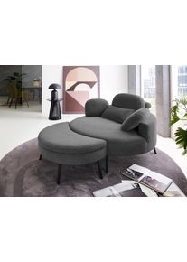 Loveseat OTTO HOME "Riko Sessel, B: 110 cm, Sitzh&ouml;he: 44 cm", grau (dunkelgrau), B:110cm H:84cm T:110cm, 95%Polyester, 5%Polyamide, Sessel, Loveseat, XXL- Sessel, mit Stauraumhocker, R&uuml;ckenst&uuml;tze & 4 Zierkissen