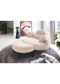 Loveseat OTTO HOME "Riko Sessel, B: 110 cm, Sitzh&ouml;he: 44 cm", beige (creme), B:110cm H:84cm T:110cm, 95%Polyester, 5%Polyamide, Sessel, Loveseat, XXL- Sessel, mit Stauraumhocker, R&uuml;ckenst&uuml;tze & 4 Zierkissen