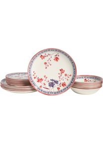 Teller-Set Creatable "Cottage, Teller Set 18-tlg", bunt, 18 Stk., Steingut, Geschirr-Sets, Teller-Set, Blumenmotive