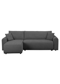 Ecksofa OTTO HOME "JONAA L-Form, 241cm /Schlafsofa (133/200) OTTO. Verl&auml;ssliche Qualit&auml;t", anthrazit, B:241cm H:79cm T:52cm, Sofas, Ecksofa, Tonnentaschen-Federkern, Bettkasten, Cord, Struktur