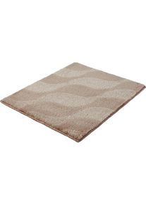 Badematte Kleine Wolke "&raquo;Onda&laquo;, Badvorleger, Badezimmer Teppich", beige (macadamia), H:15mm, Polyacryl, Badematten, Badematte, Badteppich, modernes Ton in Ton Wellendesign, flauschig