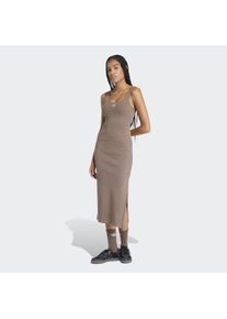 Shirtkleid adidas originals "ESS RIB DRESS", Damen, Gr. M, N-Gr, braun (earth strata), Obermaterial: 95% Baumwolle, 5% Elasthan, Kleider Shirtkleid, ohne Verschluss, aus Baumwolle