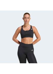 Sport-BH adidas Performance "OPT ESS ZIP MS", Damen, Gr. XXL, N-Gr, schwarz, Obermaterial: 85% Polyester, 15% Elasthan, BHs Sport-BH