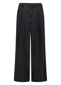 Stoffhose Zero "Stoffhose mit weitem Bein", Damen, Gr. 44, EURO, schwarz (schwarz denim), Obermaterial: 67% Lyocell CLY. 23% Polyester PES. 10% Viskose CV., Hosen Stoffhose