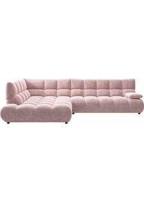 Ecksofa Home Affaire "Cozy Bubble, mit klappbarer Armlehne, Breite 324 cm", rosa (rosewood), B:324cm H:85cm T:211cm, 100% Polyester, Sofas, Ecksofa, mit eleganter Steppung, Rundumbezug & weicher Polsterung